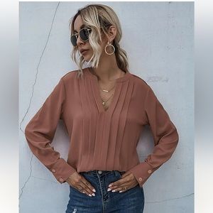 Long sleeve light weight dusty rose top